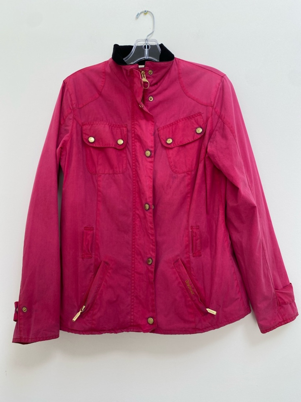 Barbour 🌺‎ Fuchsia Waxed Utility Jacket UK Made with Gold Hardware 💫
